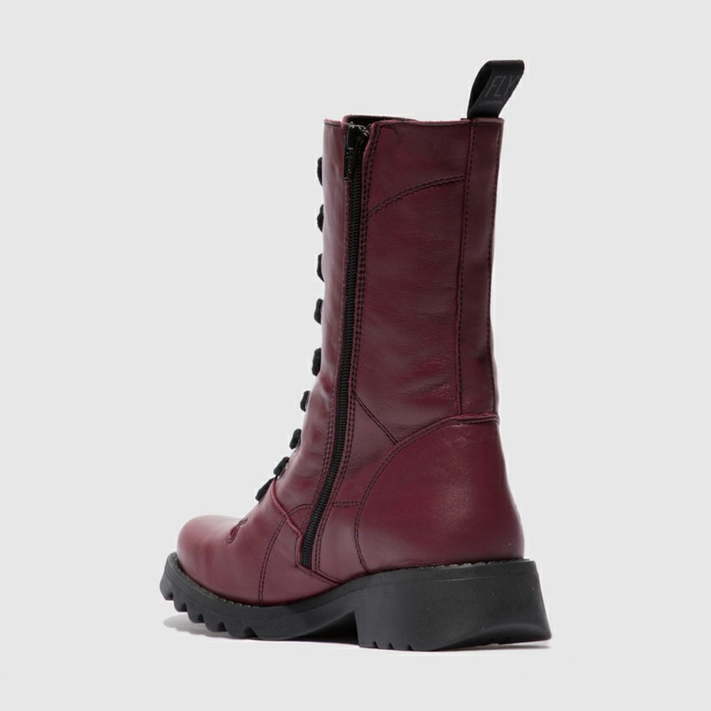 Bottes Mi-mollet Fly London Reba640fly Bordeaux Noir Femme | YPN-19049725